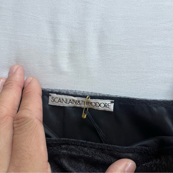 NWT SCANLAN THEODORE black tulle lace mesh ruched cropped tank top - Picture 7 of 10